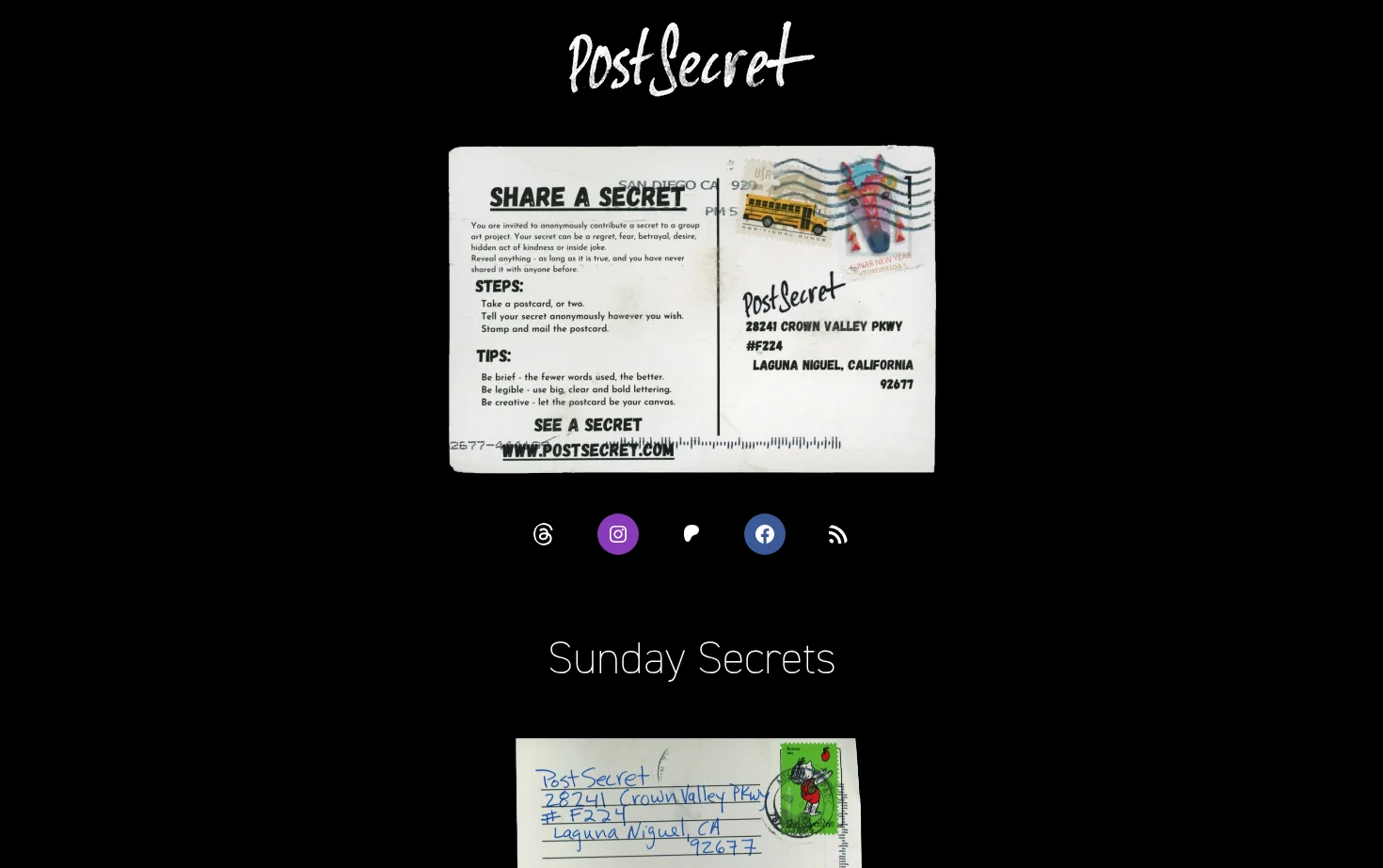 PostSecret 页面快照